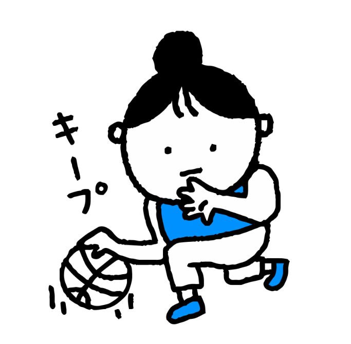バスケする女子イラスト